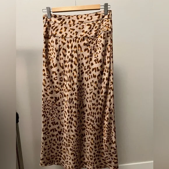 Free People Normani Bias Leopard Print Midi Skirt. 6. - Picture 3 of 5